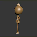 Golden Game And Movie Character With Apple Shaped Head Smiling Face Hands On Hips Standing