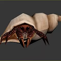 Hermit Crab Carrying Pink Spiral Shell With Red Legs And White Spots