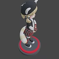 3D Cat Eared Character Model With Blonde Hair Hat Plaid Skirt And Tail