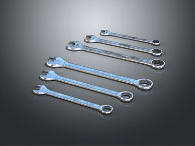 Professional Hardware Tools Set Of Metal Wrenches In Different Sizes For Repair 3d model