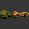 Artistic Animal Shaped Arrangement Using Various Fresh Fruits On Dark Background