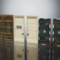 Vintage Storage Cabinets With Worn Design In Various Colors Arranged For