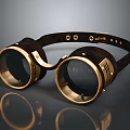 Steampunk Style Goggles With Leather Strap And Brass Frame Vintage Design 3d model