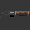 Modern Metallic Gun With Black And Copper Perforated Barrel And Grip
