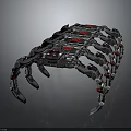 Futuristic Mechanical Character And Biomechanical Creature With Multi Legged Design And Metallic Red Accents