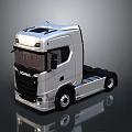 Silver Scania Tractor Truck With Modern Front Design And Shiny Exterior