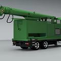 Green Heavy Duty Utility Truck With Extended Boom And Service Features 3d model