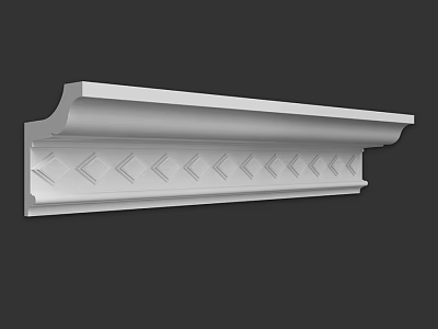 White Decorative Architectural Component With Arrow Carved Design And Trim 3d model