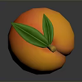 Fresh Juicy Ripe Orange Peach With Green Leaves On Gray Background