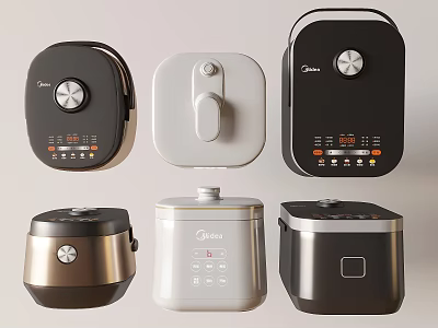 Midea Modern Kitchen Appliances With Various Styles Different Colors And Digital Panels 3d model
