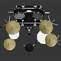 High Quality Acoustic Drum Set With Black White Drums Cymbals Stool And Stands