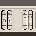 Modern Full Wall Bookcase Books Ornaments Bookshelf 3d model