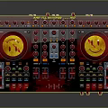 Colorful DJ Mixer with Knobs Buttons and Turntables as Professional Musical Instrument