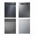 Kitchen Appliances Featuring Four Different Dishwashers In Stainless Steel And Silver Black
