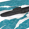 Detailed Black Military Submarine Warship 3D Model With Hull Conning Tower And Equipment