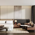 Modern Elegant Hotel Room Interior With White Bed Sofa And Textured Walls