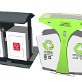 Public Facility Classified Recycling Trash Bins With Solar Powered Tops And Dual Compartments