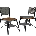 Modern Dining Chairs with Textured and Slatted Backs Wooden and Padded Seats Black Metal Legs