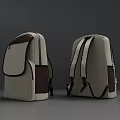 Two Tone Canvas Backpacks With Beige Brown Design And Black Straps Detail