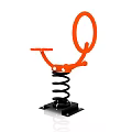 Orange Building Blocks Constructed Play Toy With Circular Ring Spring And Black Base