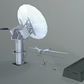 Military Weapons Equipment Featuring Large Satellite Dish Green Tent White Drone And Small Antenna Devices