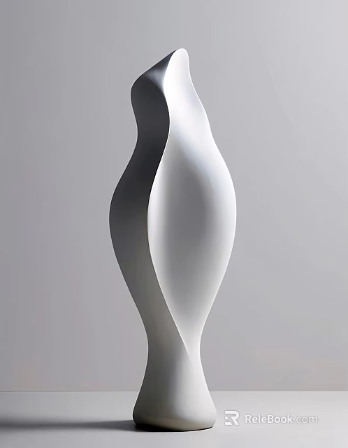 Modern Minimalist White Decorative Sculpture With Sleek Curved Design For Home Decoration 3d model 