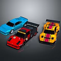 Colorful Toy Sports Cars With Sporty Design Blue Red And Yellow