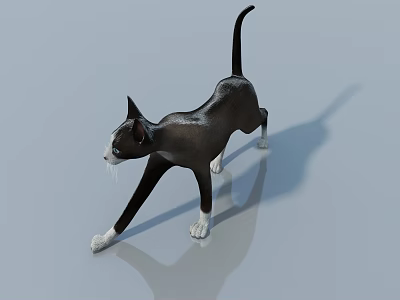 Black And White Reptile Standing On Smooth Surface With Shadow 3d model