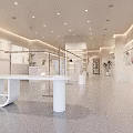 Modern Fashion Clothing Store Exterior With Neon Lights Window Display Mannequins And Potted Plant