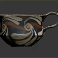 Handcrafted Ceramic Cup With Unique Swirl Patterns And Black White Red Colors 3d model