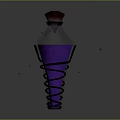 Decorative Ornament Set Featuring Purple Glass Bottle With Black Spiral Design And Glowing Dots