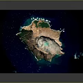 3D Rendered Island Canvas Print With Mountainous Terrain Green Vegetation And Blue Lagoon