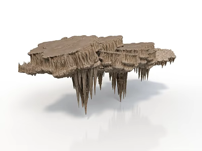 Wood Stone Decorative Art Piece With Natural Texture And Hanging Stalactite Formations 3d model