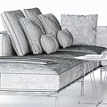 Modern White Sofa Coffee Table Set With Gray Pillows Glass Top And Ottoman