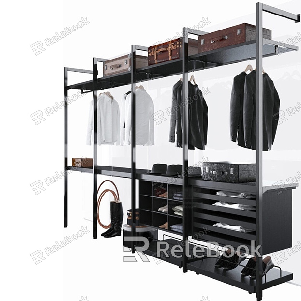 Simple Black Wardrobe Cloakroom model