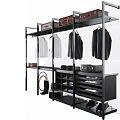 Simple Black Wardrobe Cloakroom 3d model
