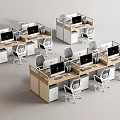 Modern Office Desks With Cubicles Computers And Multiple Ergonomic Chairs 3d model