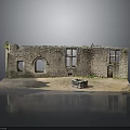 Ancient Stone Building Ruins With Damaged Walls Arched Windows Stone Well And Surrounding Plants