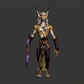 Fantasy Leopard Patterned Character With Horned Head And Sword Weapon Design 3d model