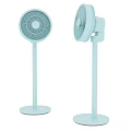 Two Light Blue Pedestal Air Cooler Fans With Sleek Design And Stable Base