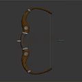 Traditional Wooden Bow With Brown Body Green Circular Decorations And Green Arrow On String