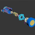 Blue Mechanical Components Including Motor Gear Bearing And Transmission System Parts