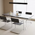 Modern Dining Table and Chair Combination Dining Table Dining Chair Single Chair Chandelier 3d model