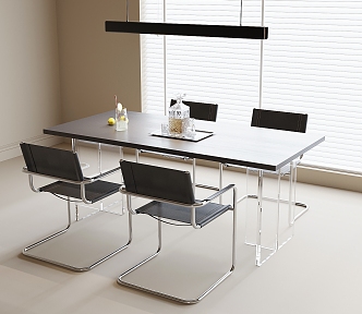 Modern Dining Table and Chair Combination Dining Table Dining Chair Single Chair Chandelier 3d model