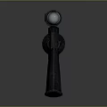 Futuristic Black Pistol Weapon With Scope And Blue Mechanical Design Accents