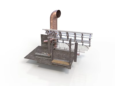 Industrial Electronic Equipment With Metal Frame Pipe And Mechanical Components 3d model