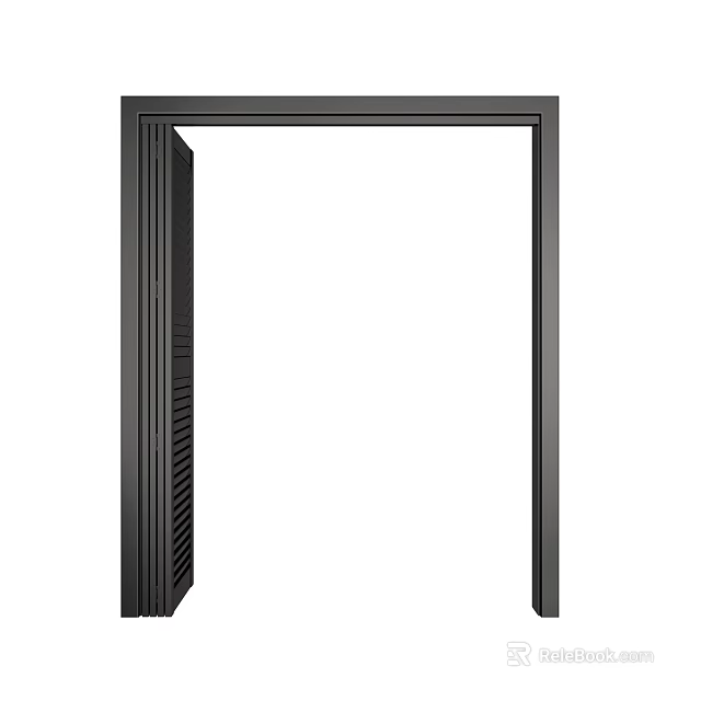 Modern Black Folding Door With Aluminum Frame Interior Space Saving Design 3d model