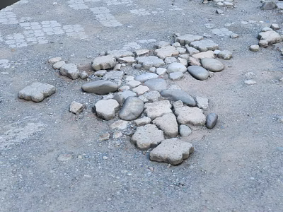 Gray Ground Surface With Scattered Stones And Small Gravel Pieces 3d model