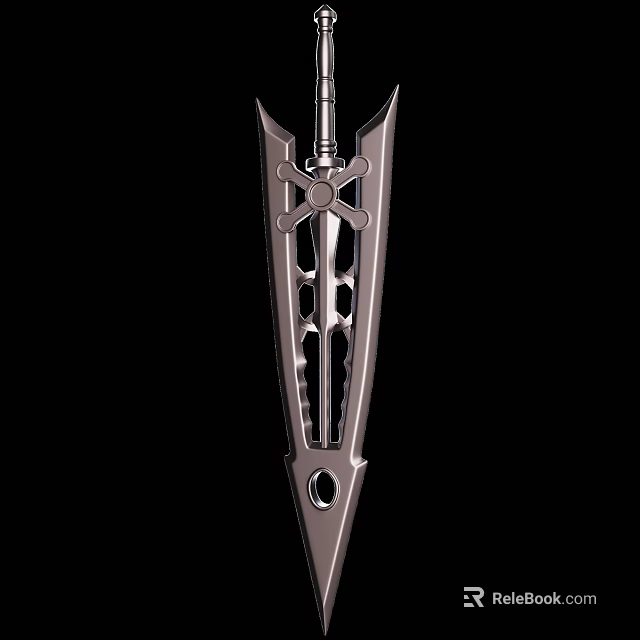 Detailed Fantasy Metal Sword With Sharp Blade And Intricate Decorative Design 3d model 