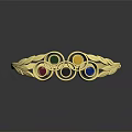Exquisite Gold Bracelet Adorned With Multi Colored Gemstones And Leaf Motifs